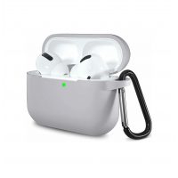 Szilikon tok Airpods 3 fülhallgatóhoz karabinerrel - Szürke