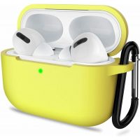 Szilikon tok Airpods 3 fülhallgatóhoz karabinerrel - Sárga