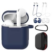 Szilikon tok Airpodshoz, 5 darabos készlet - Kék és fehér