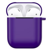 Matt műanyag tok karabinerrel Airpodshoz - Lila