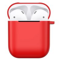 Matt műanyag tok karabinerrel Airpodshoz - Piros