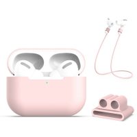 Szilikon tok Airpods Pro fülhallgatóhoz, 3 darabos készlet - Rózsaszín