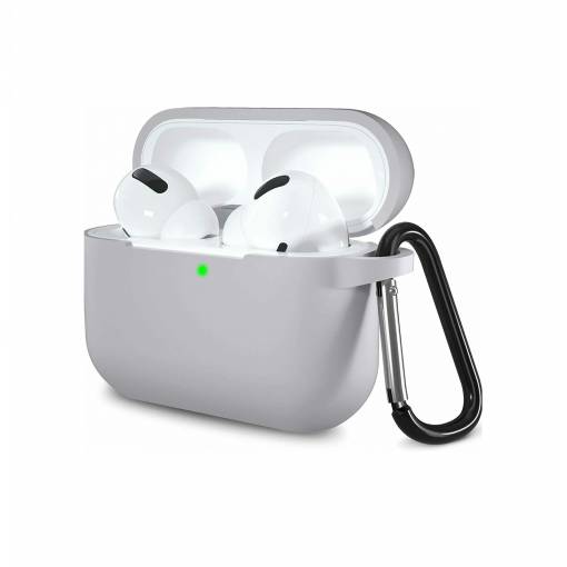 Foto - Szilikon tok Airpods 3 fülhallgatóhoz karabinerrel - Szürke