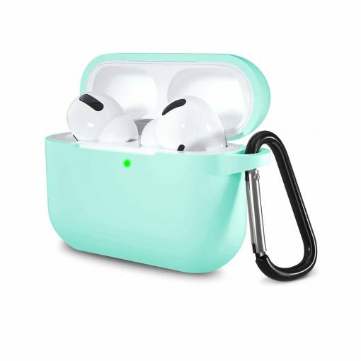 Foto - Szilikon tok Airpods 3 fülhallgatóhoz karabinerrel - Menta