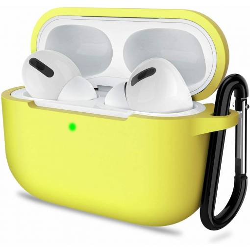 Foto - Szilikon tok Airpods 3 fülhallgatóhoz karabinerrel - Sárga