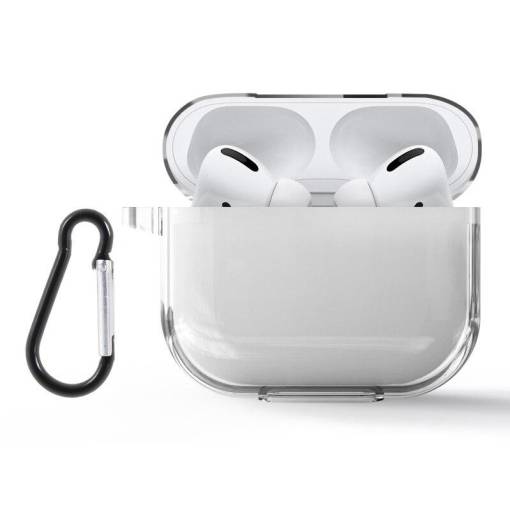 Foto - Szilikon tok Airpods Pro 2 készülékhez karabinerrel - Átlátszó