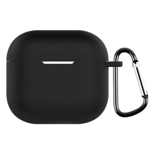 Foto - Szilikon tok Airpods 4 készülékhez karabinerrel - Fekete