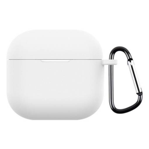 Foto - Szilikon tok Airpods 4 készülékhez karabinerrel - Fehér