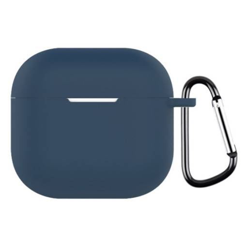 Foto - Szilikon tok Airpods 4 készülékhez karabinerrel - Kék